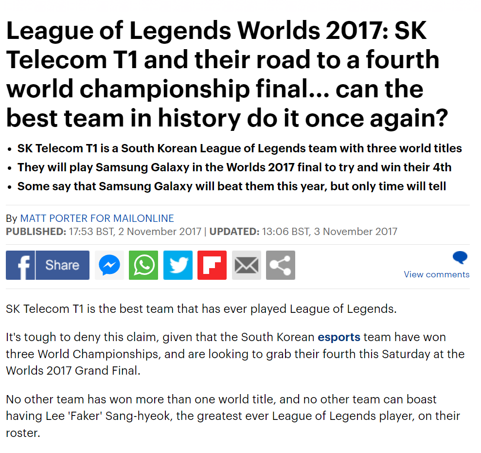 DailyMailUK on League of Legends worlds 2017