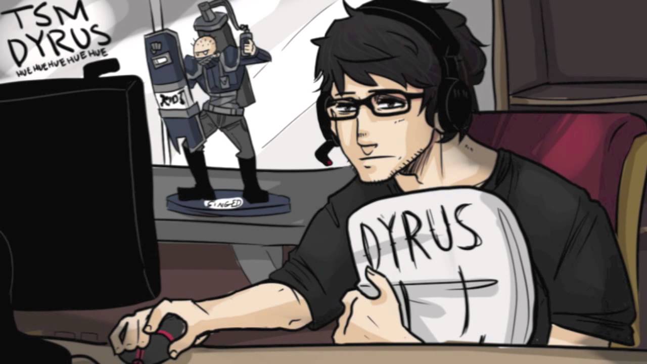 drawn image of dyrus playing lol