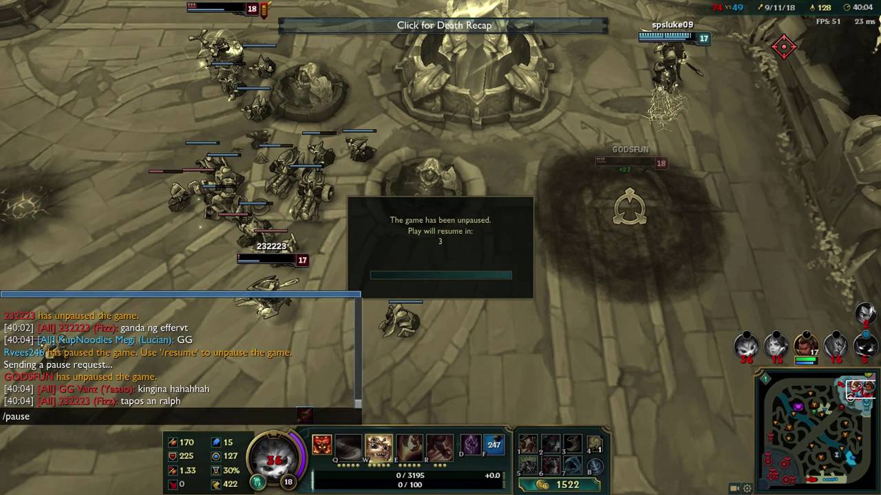 league of legends paused match