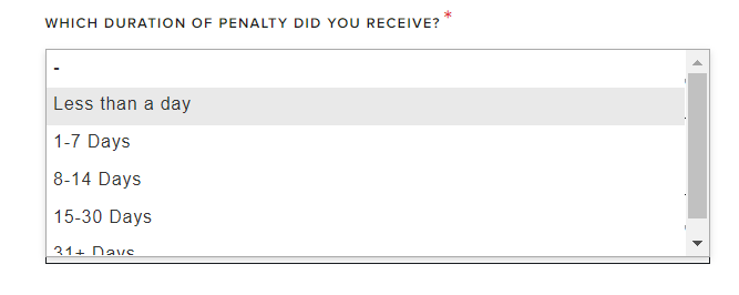 Penalty duration