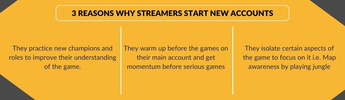 Three reasons why streamers start new smurf accounts