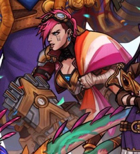 Vi carrying lesbian pride flag