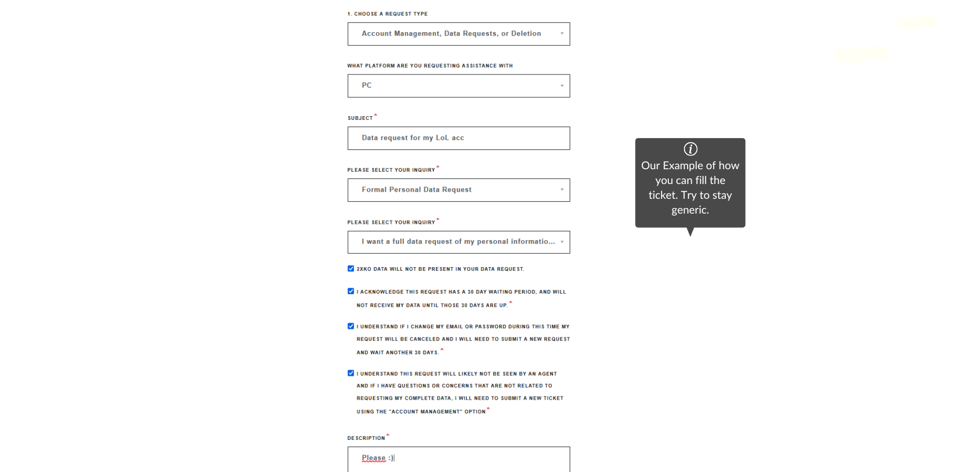 filled form on leagueoflegends site