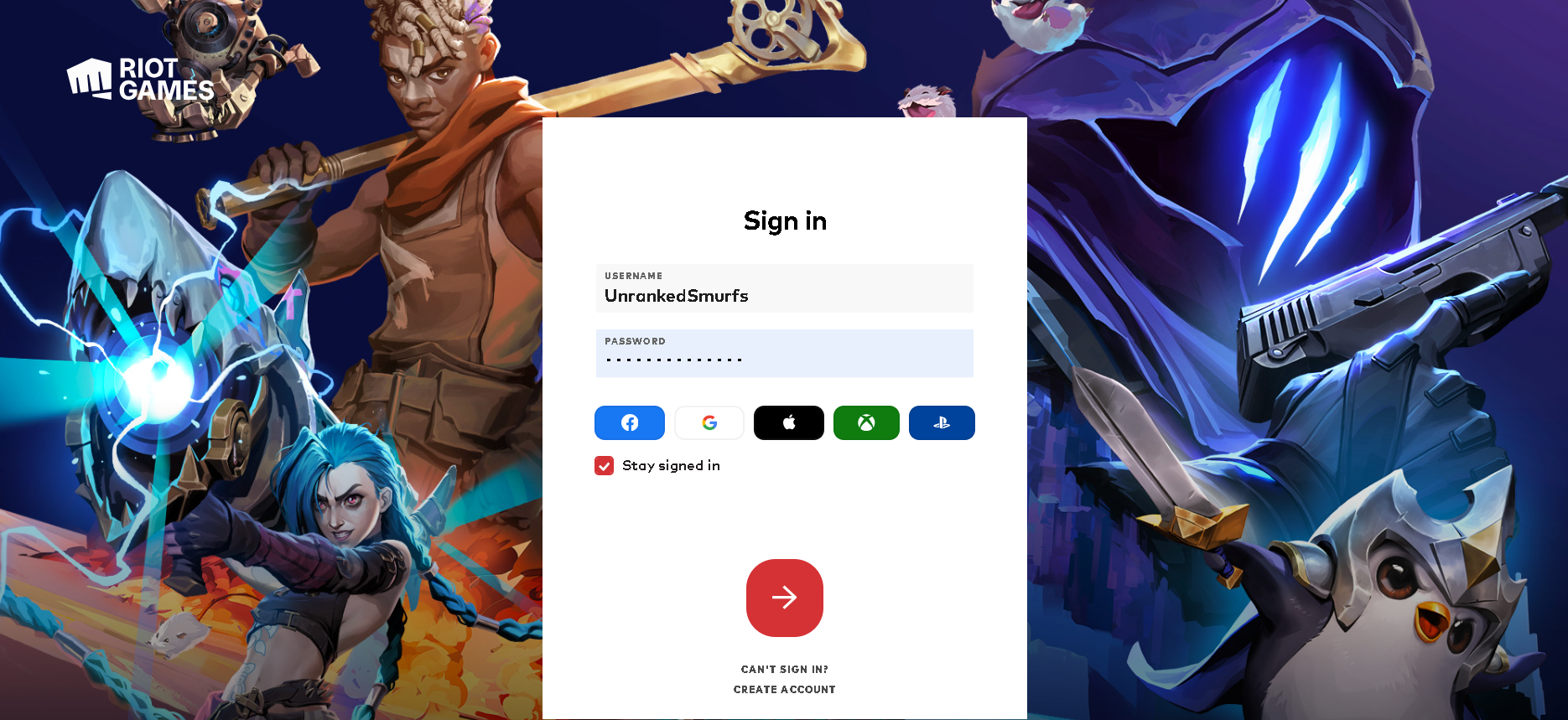 sign in page on leagueoflegends site