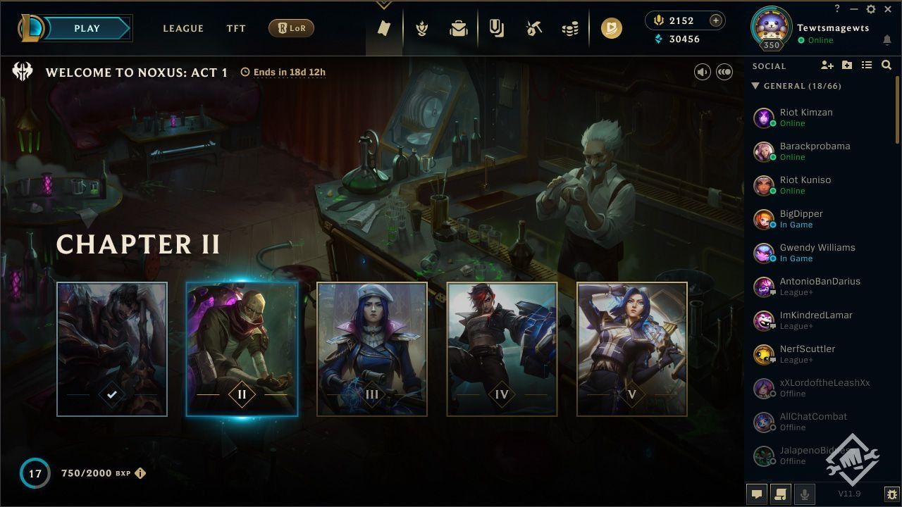 chapters in lol Game Pass 2025