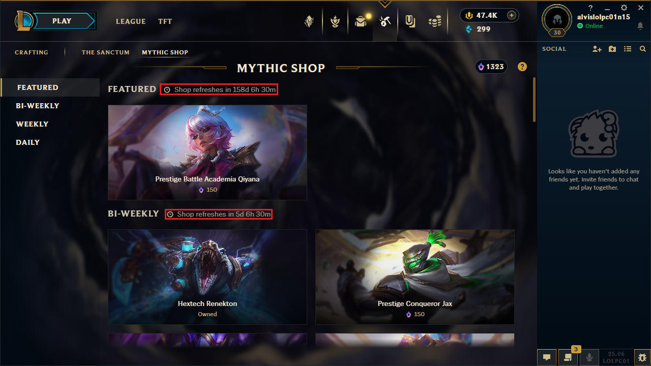 mythic shop refreshes