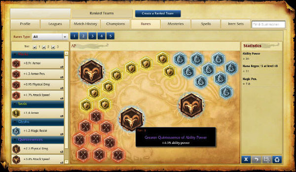 League of Legends Rune Page