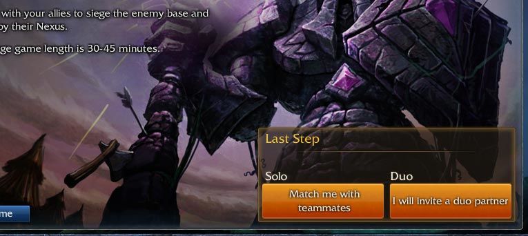 League of Legends Solo Queue Button