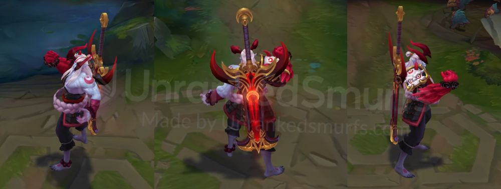 Bloodmoon Aatrox Back and profile in-game